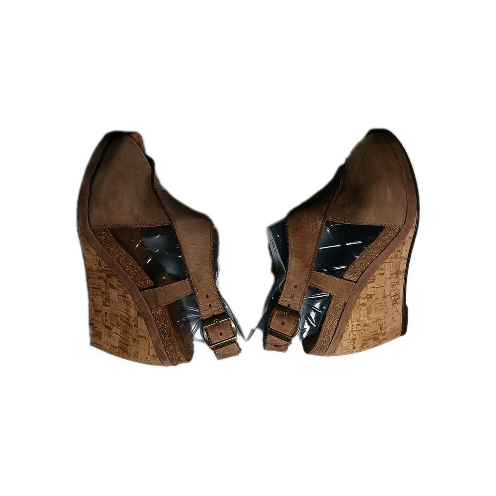 FRAU Platform Wedge Criss Cross Sandals Heels Womens Size 7.5 US 39 Tan Leather - Picture 6 of 11